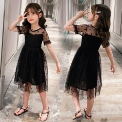 Elegant black chiffon dress with dotsClothing
