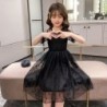 Elegant black chiffon dress with dotsClothing