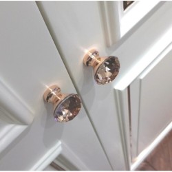 Rose gold furniture handles - knobs with crystal - 10 piecesFurniture