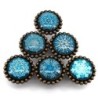 Round furniture handles - knobs - white / blue crystal snowflakes - 6 piecesFurniture
