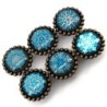 Round furniture handles - knobs - white / blue crystal snowflakes - 6 piecesFurniture