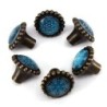 Round furniture handles - knobs - white / blue crystal snowflakes - 6 piecesFurniture