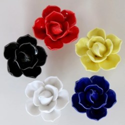 Ceramic furniture handles - lotus flower shaped - 10 piecesFurniture