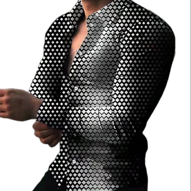 Elegant long sleeve shirt - geometric printT-shirts