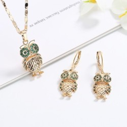 Golden jewellery set - with crystal owls - necklace / earringsJewellery Sets
