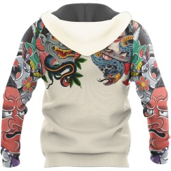 Japanese culture - mask tattoo printed - hoodie with zipperHoodies & Sweatshirt