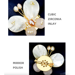 Pearl shell butterfly - with crystals / pearlsBrooches