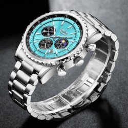 LIGE - luxury Quartz watch - luminous - stainless steel - waterproof - turquoiseWatches