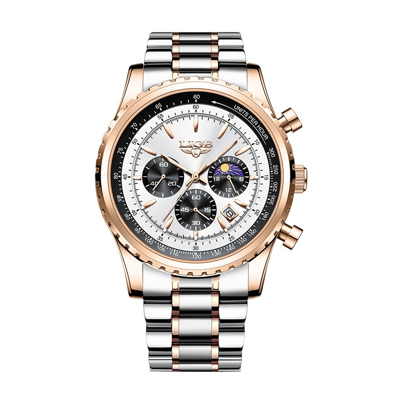 LIGE - luxury Quartz watch - luminous - stainless steel - waterproof - rose gold / whiteWatches