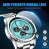 LIGE - luxury stainless steel Quartz watch - luminous - leather strap - waterproof - turquoiseWatches