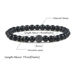 Black beaded bracelet - decorative crown / ball / crossBracelets