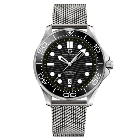 PAGANI DESIGN - mechanical watch - stainless steel - mesh strap - waterproof - blackWatches