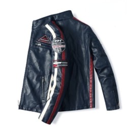 Short leather jacket - decorative patchesJackets