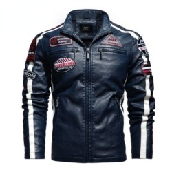 Short leather jacket - decorative patchesJackets