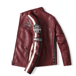 Short leather jacket - decorative patchesJackets