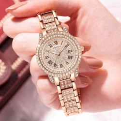 SUNKTA - elegant Quartz watch with crystals - rose goldWatches