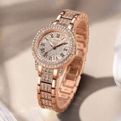 SUNKTA - elegant Quartz watch with crystals - rose goldWatches