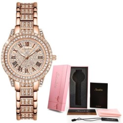 SUNKTA - elegant Quartz watch with crystals - rose goldWatches