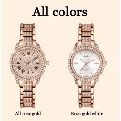 SUNKTA - elegant Quartz watch with crystals - rose goldWatches