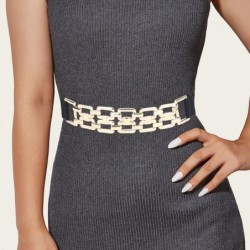 Fashionable elastic belt - with metal gold decorative chainBelts