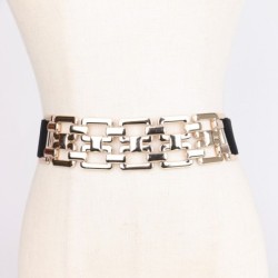 Fashionable elastic belt - with metal gold decorative chainBelts
