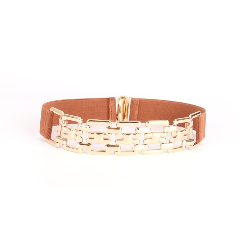 Fashionable elastic belt - with metal gold decorative chainBelts