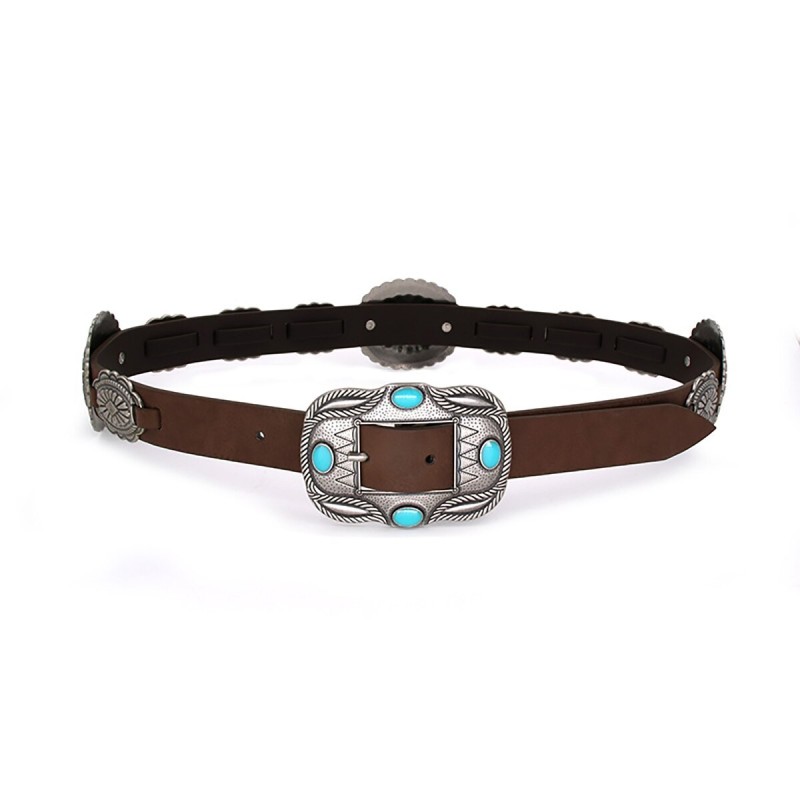 Cowboy style leather belt - with metal decorationsBelts