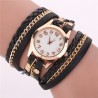 Multilayer leather bracelet - with a round Quartz watchBracelets