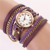Multilayer leather bracelet - with a round Quartz watchBracelets