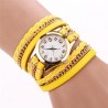 Multilayer leather bracelet - with a round Quartz watchBracelets