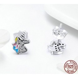 Silver earrings with crystal unicornEarrings