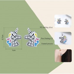 Silver earrings with crystal unicornEarrings