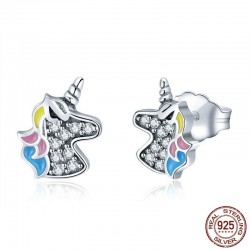 Silver earrings with crystal unicornEarrings