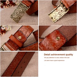 Retro leather belt - with metal carved buckleBelts