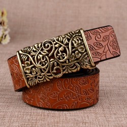 Retro leather belt - with metal carved buckleBelts
