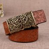 Retro leather belt - with metal carved buckleBelts