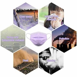 Disposable face / mouth masks - 3 layer - anti-dust - anti bacterial - purpleMouth masks