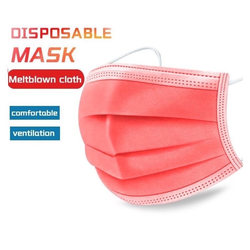 Disposable anti-bacterial face / mouth masks - 3 layer - redMouth masks