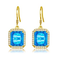 Golden earrings with blue crystal topaz / rhinestonesEarrings