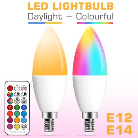 LED bulb - E12 - E14 - RGB - with remote control - dimmableE14