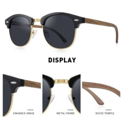 MERRYS - classic polarized sunglasses - semi-rimless - wooden temple - UV400Sunglasses
