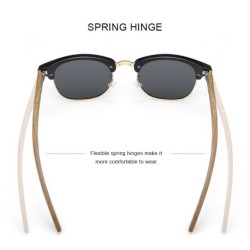 MERRYS - classic polarized sunglasses - semi-rimless - wooden temple - UV400Sunglasses