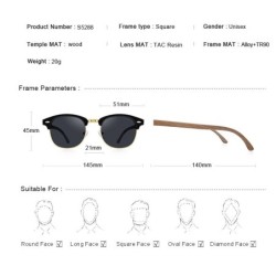 MERRYS - classic polarized sunglasses - semi-rimless - wooden temple - UV400Sunglasses