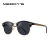 MERRYS - classic polarized sunglasses - semi-rimless - wooden temple - UV400Sunglasses