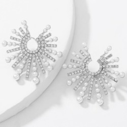 Sunflower shaped earrings - with crystals / pearlsEarrings