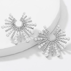 Sunflower shaped earrings - with crystals / pearlsEarrings