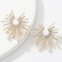 Sunflower shaped earrings - with crystals / pearlsEarrings