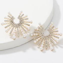 Sunflower shaped earrings - with crystals / pearlsEarrings
