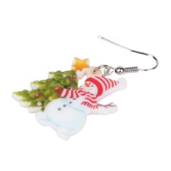 Christmas earrings - enamel snowmen / Christmas treeEarrings