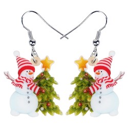 Christmas earrings - enamel snowmen / Christmas treeEarrings